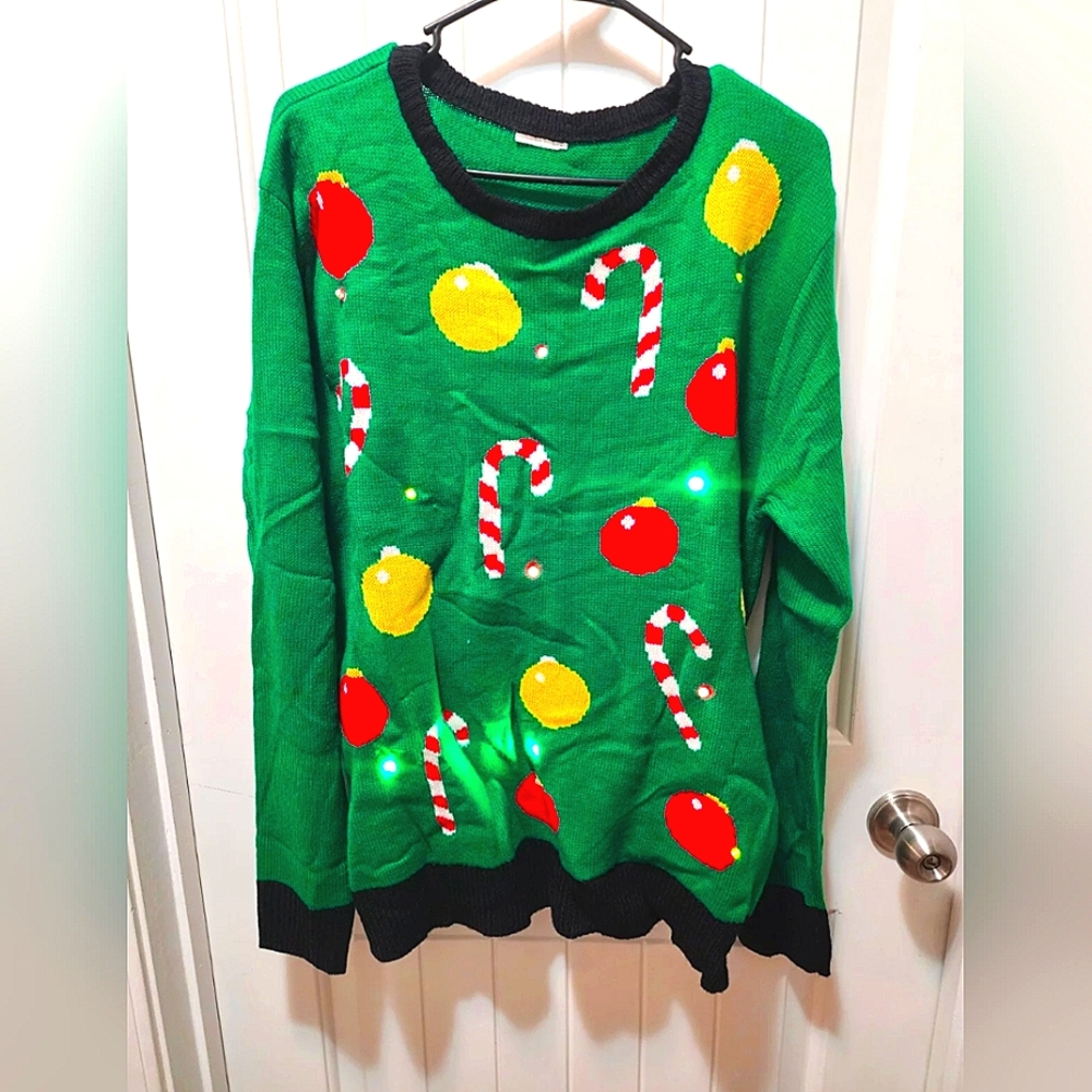 Tis The Season Light Up Ugly Christmas Sweater Jumper Women's Size L